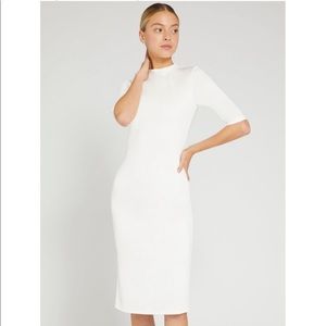Alice + Olivia Delora Fitted Mock Neck Dress In Off White
